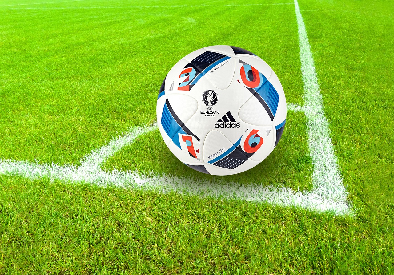 football, ball, sport, grass, field, nature, soccer field, football field, soccer, soccer ball, ball sport, ball game, play, playing field, corner, eckpunkt, adidas